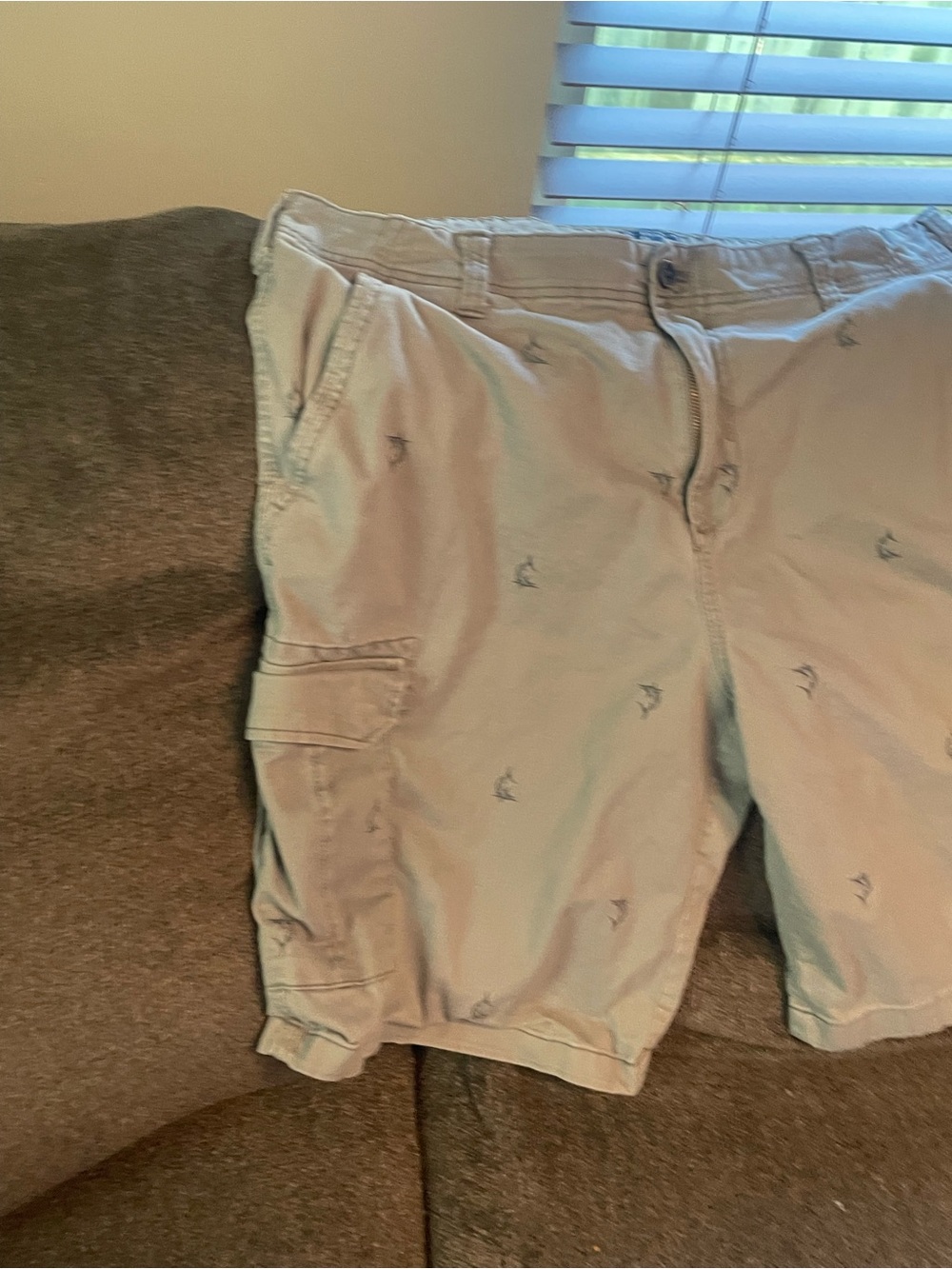 Embroidered Grey Men's Cargo Shorts